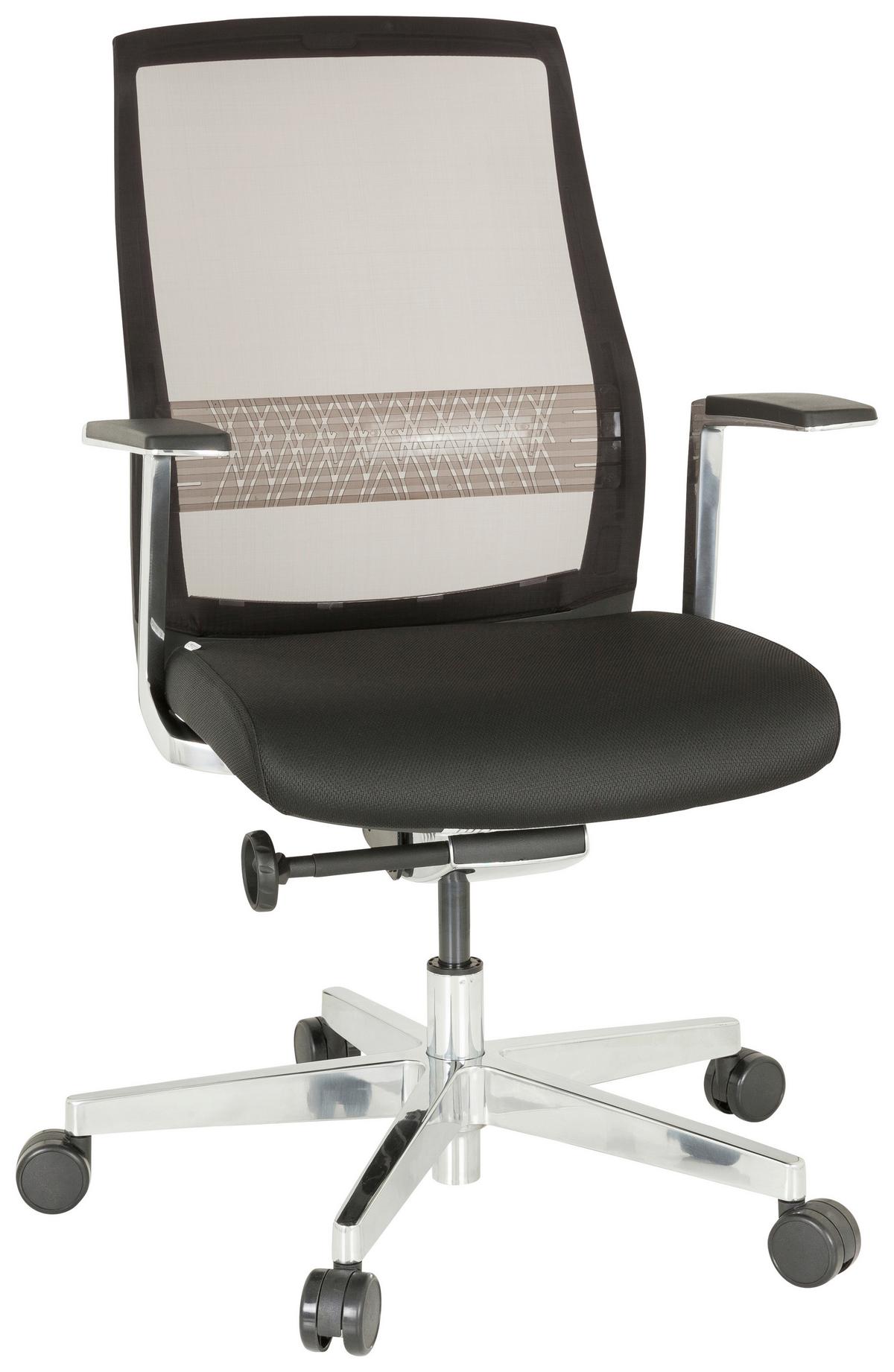 Pisarniški Stol Fountaine Pro, Črna - srebrne barve/črna, Moderno, kovina/umetna masa (64/112/66cm) - MID.YOU