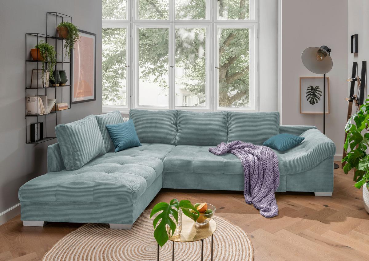 Colțar ALVITO - albastru deschis/petrol, Design, textil (202/298cm) - MID.YOU
