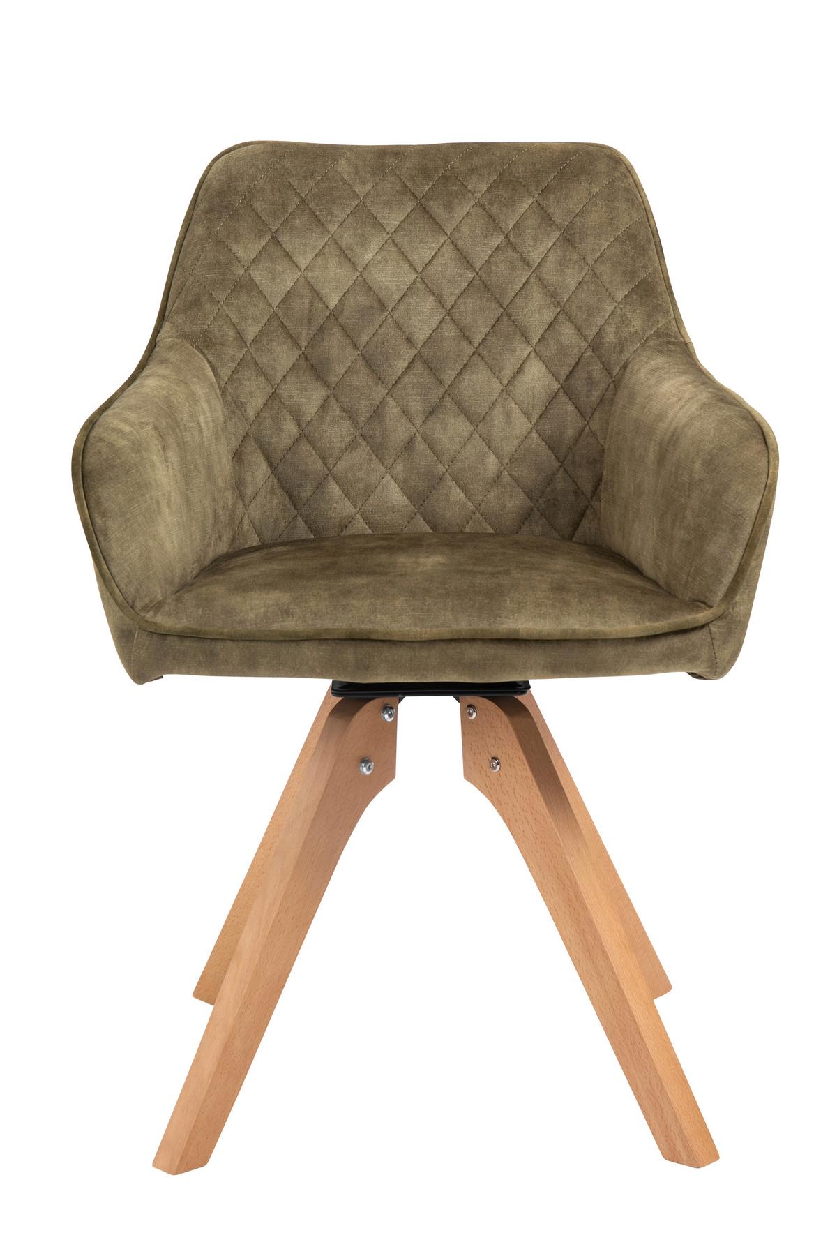 Naslanjač Samt, Zelena, Vrtljiv - barve hrasta/zelena, Moderno, tekstil/les (59/85/61cm) - Livetastic