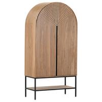 Highboard Koda Rundbogen Akazie Echtholzfurnier - Schwarz/Braun, MODERN, Holz/Holzwerkstoff (90/180/42cm) - Mömax