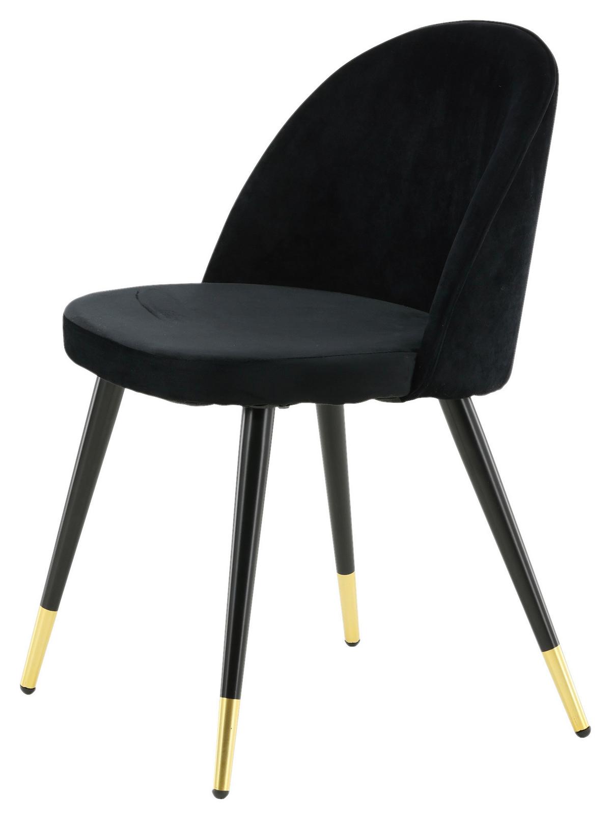 STUHL-SET VELVET - Messingfarben/Schwarz, Design, Textil/Metall (57/76.5/50cm) - Livetastic