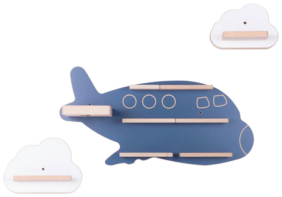 Otroška Polica Boarti, Modra - modra/bela, Moderno, leseni material (60/30/19cm) - MID.YOU