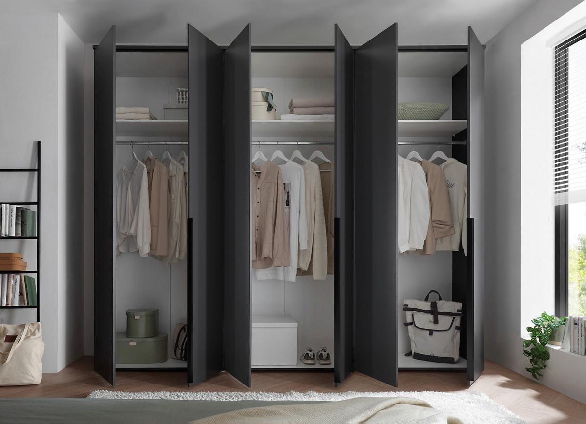 SZAFA UCHYLNA KEVO - czarny/kolor grafitowy, Modern, materiał drewnopochodny/tworzywo sztuczne (270/225/52cm) - MID.YOU