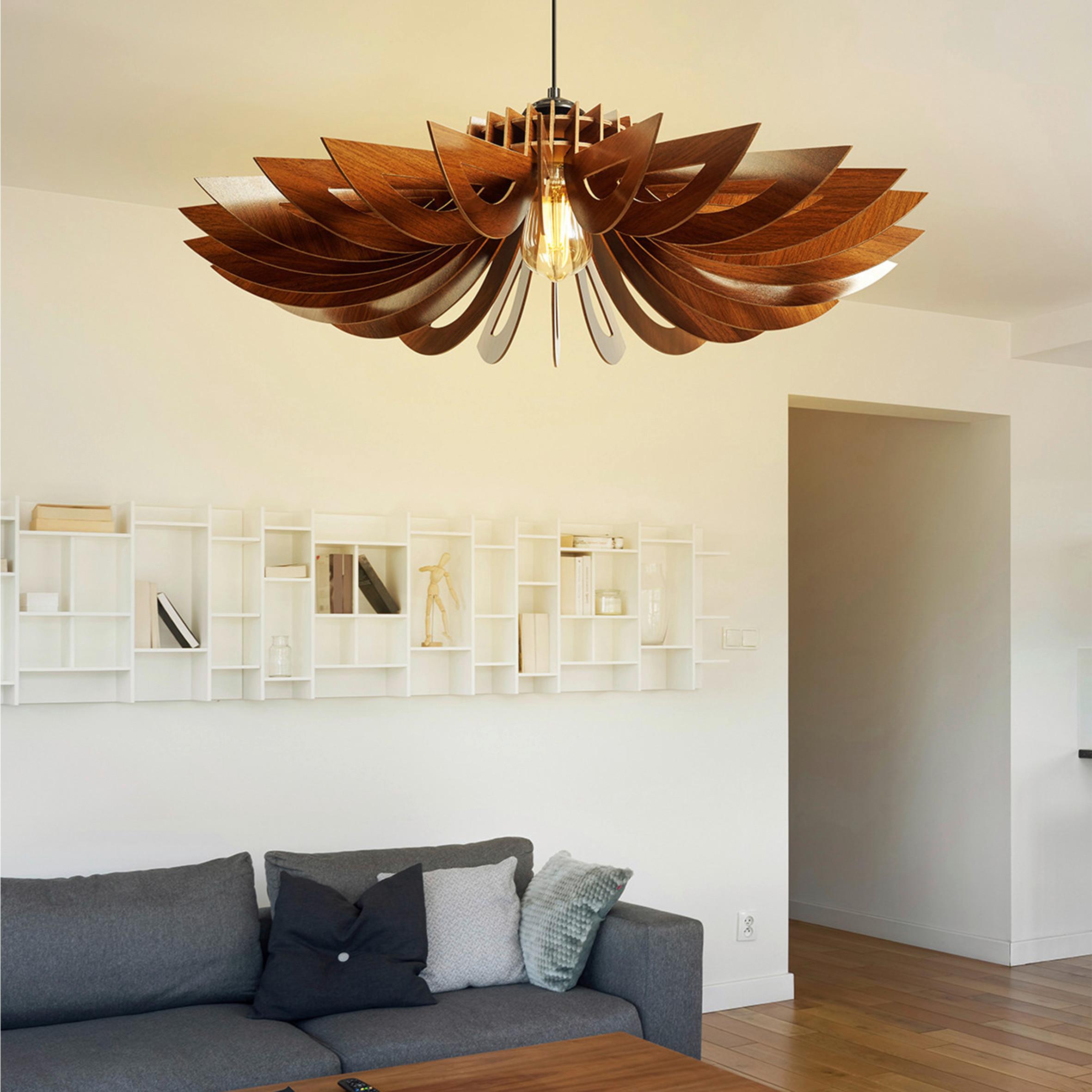 LAMPA SUFITOWA 3808007401 - kolor orzecha włoskiego, Trend, drewno (68/68/50cm) - P & B