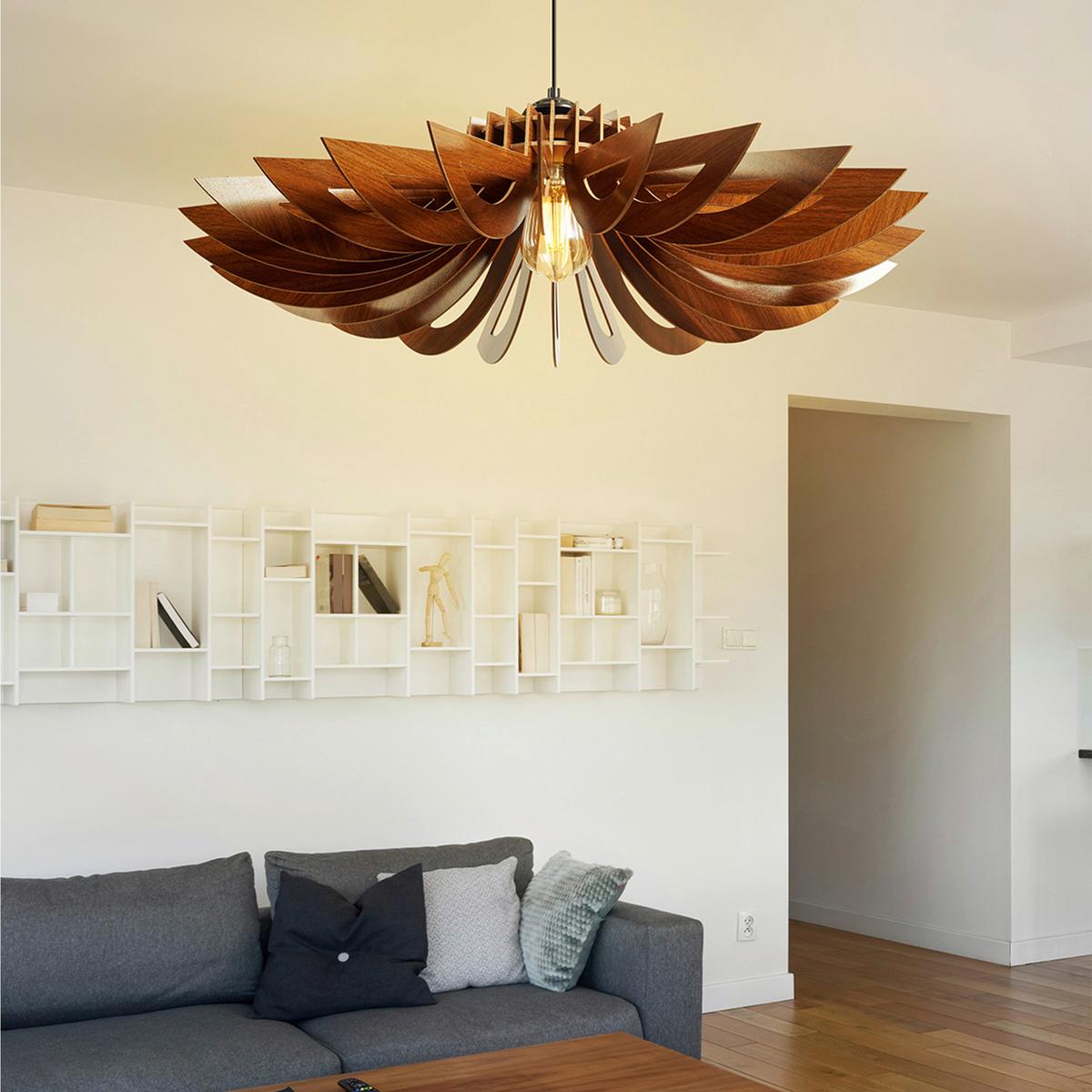 LAMPA SUFITOWA 3808007401 - kolor orzecha włoskiego, Trend, drewno (68/68/50cm) - P & B