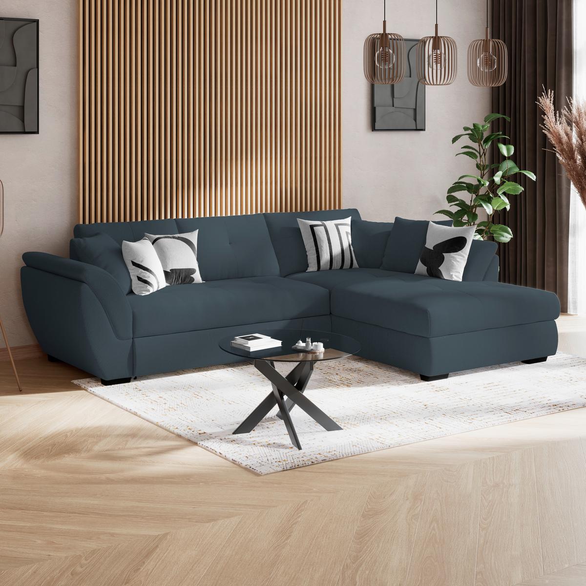 Kutna Garnitura Berisso - plava/crna, Konvencionalno, tekstil (278/187cm) - Ondega