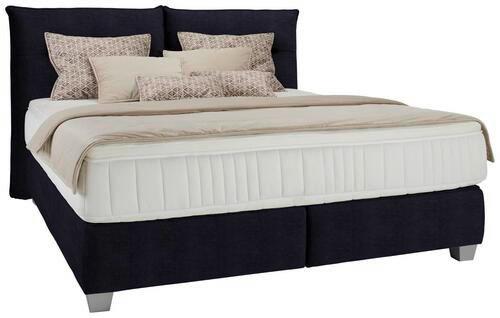 Boxspringbett Fog in Schwarz ca. 160x200cm - Silberfarben/Schwarz, LIFESTYLE, Holz/Holzwerkstoff (160/200cm) - Premium Living