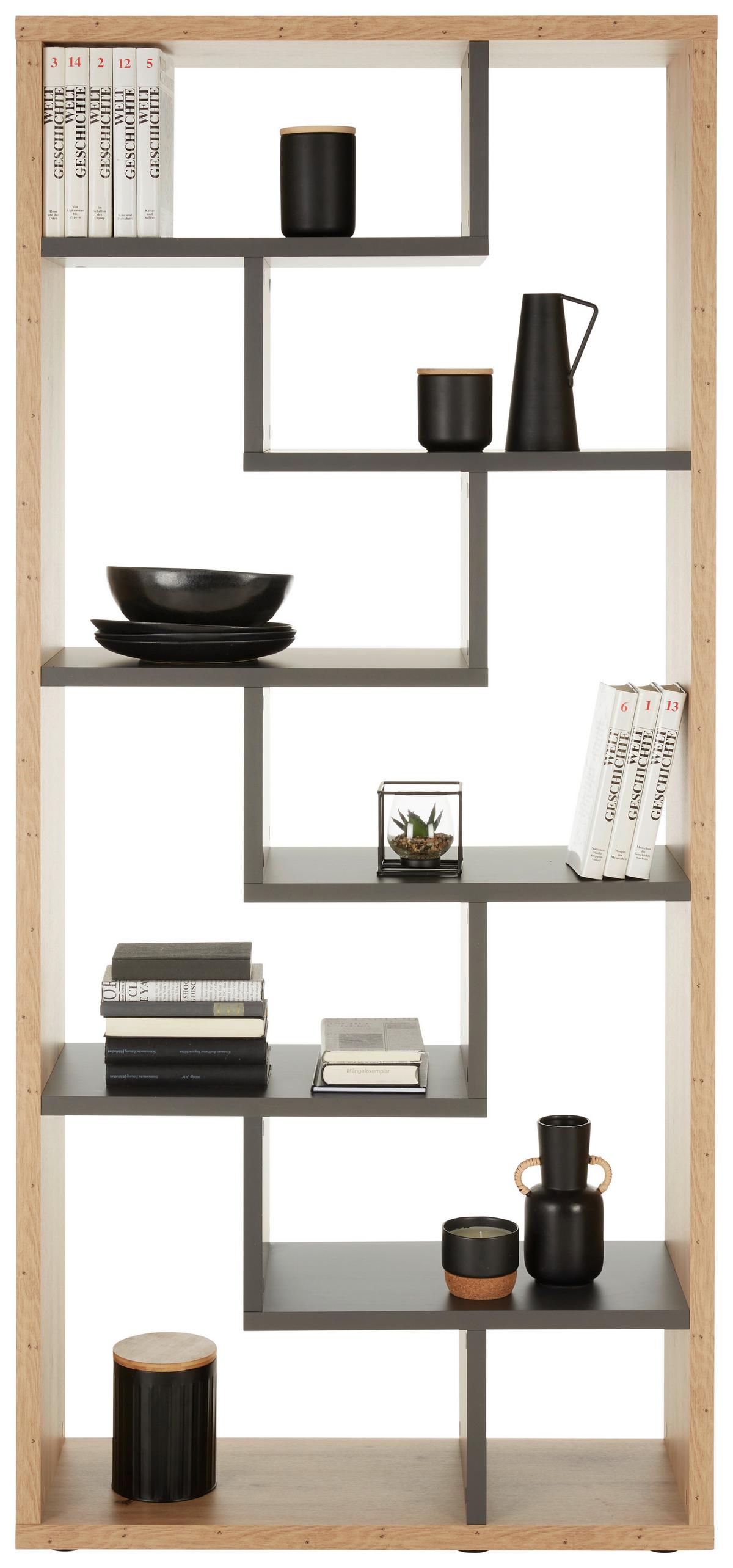 Separator de cameră Bounty - culoare lemn stejar/antracit, Modern, material pe bază de lemn (90/199/33cm) - Premium Living