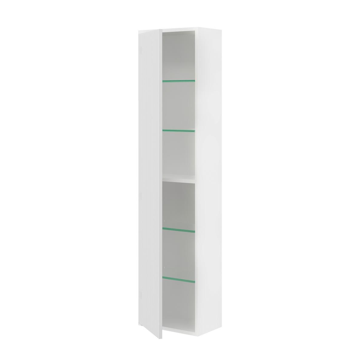 Dulap înalt Sidney - alb lucios intens, Modern, material pe bază de lemn (35/136/16cm)