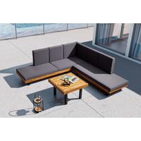 Loungegarnitur Gianny in Grau Outdoorgewebe - Grau/Akaziefarben, Modern, Holz/Textil (232/72/72cm) - Bessagi Garden