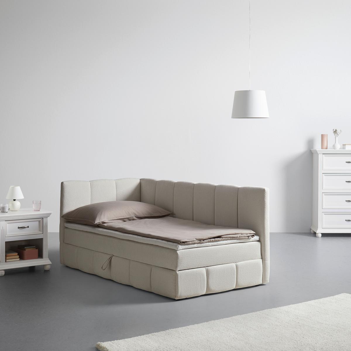 Bett Luna Beige ca. 100x200cm - Beige/Schwarz, MODERN, Holz/Kunststoff (100/200cm) - Mömax