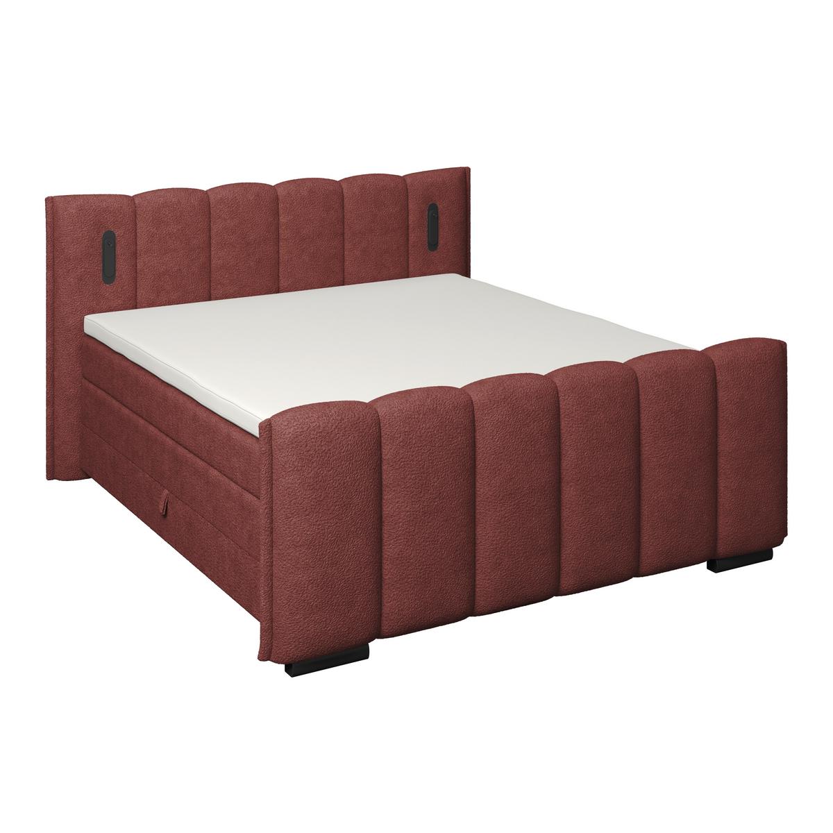 Boxspring Krevet Elysia - bordo/crna, Trend, drvni materijal/drvo (180/200cm) - Premium Living