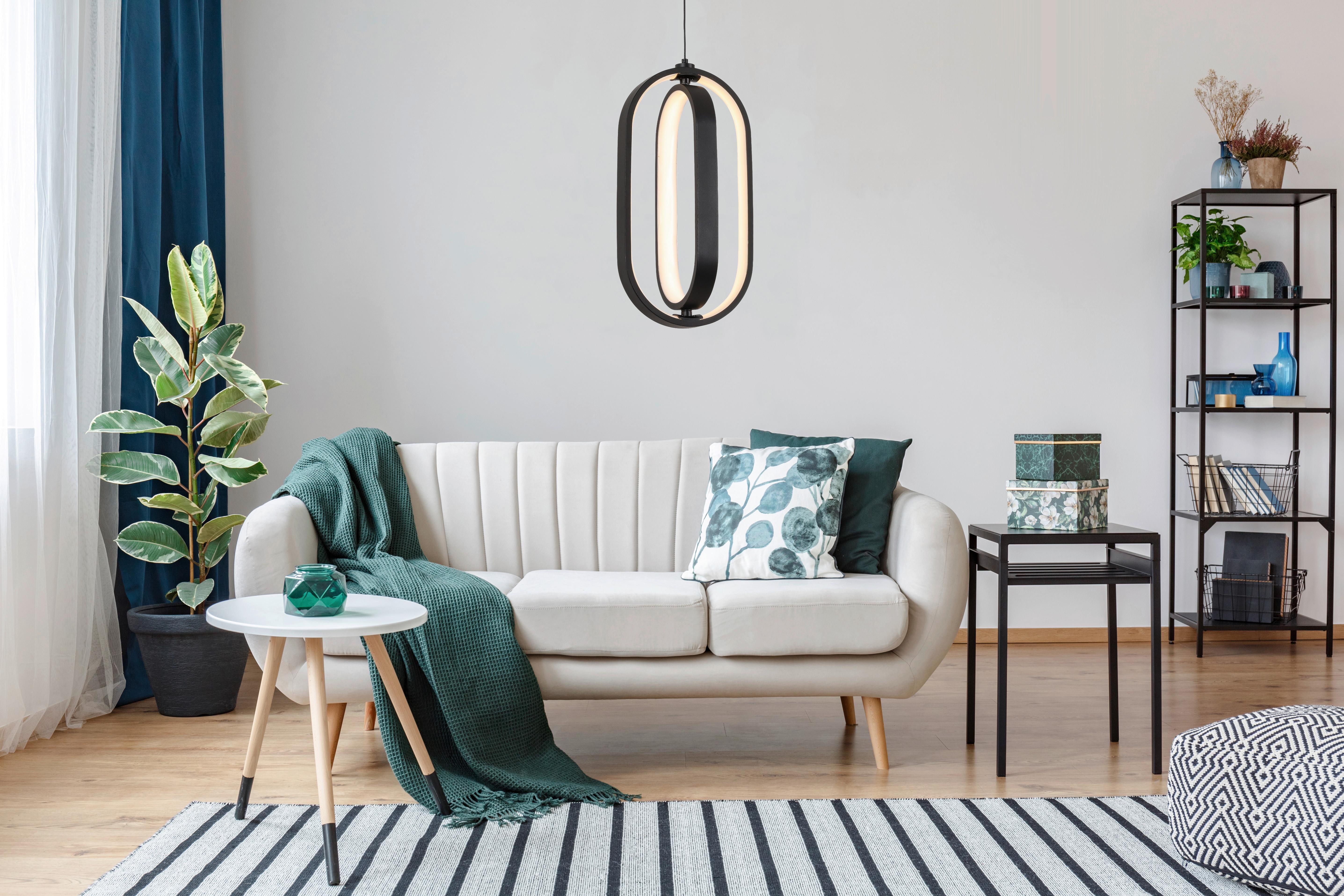 LAMPA WISZĄCA LED NIMA - czarny, Design, tworzywo sztuczne/metal (21/200cm) - Novel