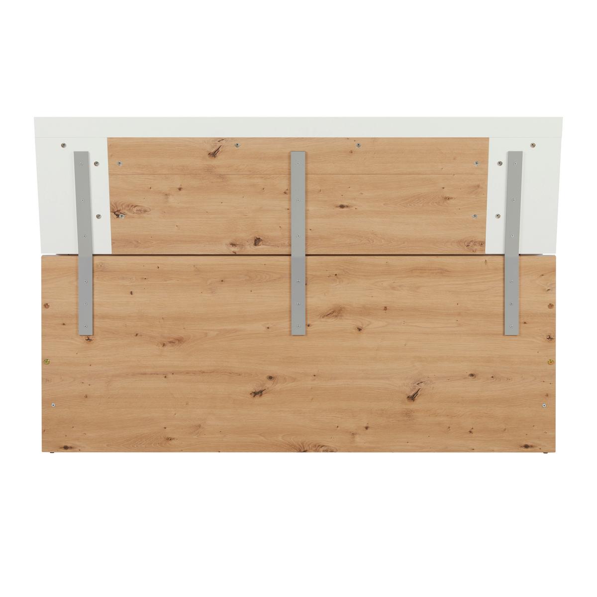 Stauraumbett in Weiß/Eiche Artisan - Weiß/Eiche Artisan, KONVENTIONELL, Holzwerkstoff (140/200cm) - Mömax