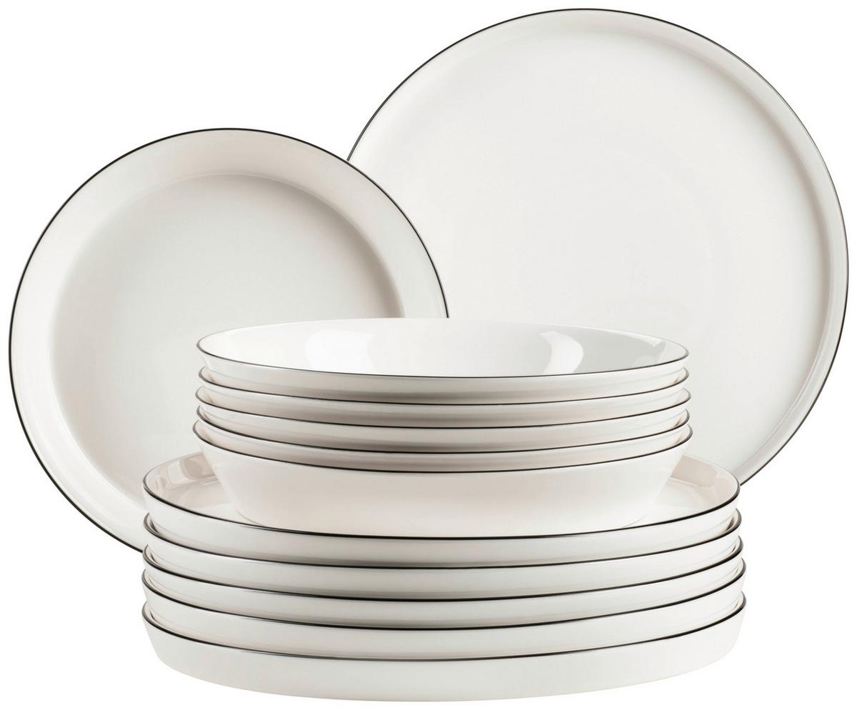 TAFELSERVICE SITA - Weiss/Schwarz, Trend, Keramik - Mäser