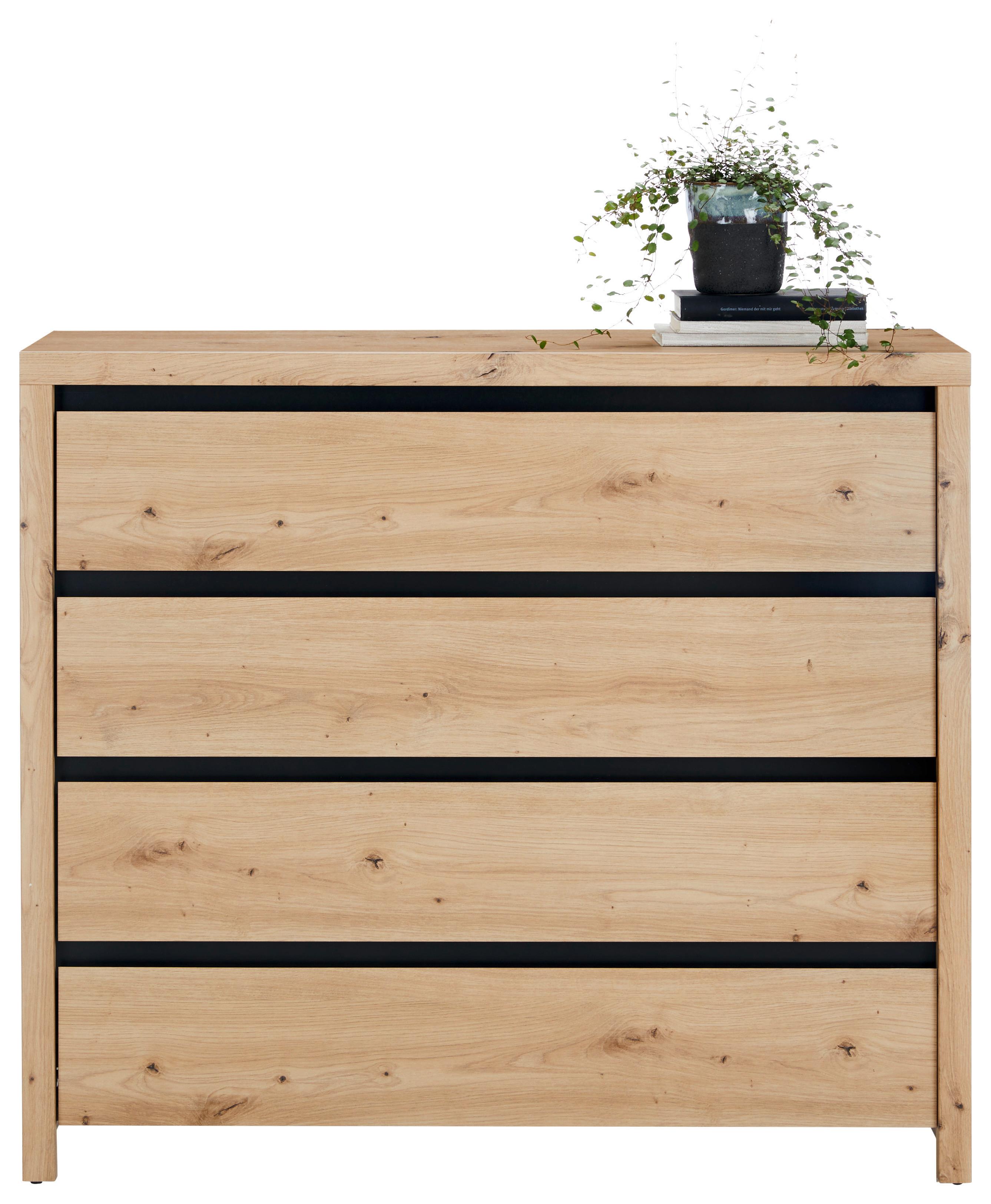 Kommode in Eichefarben - Schwarz/Eiche Artisan, Modern, Holzwerkstoff (105/91/40cm) - Mömax