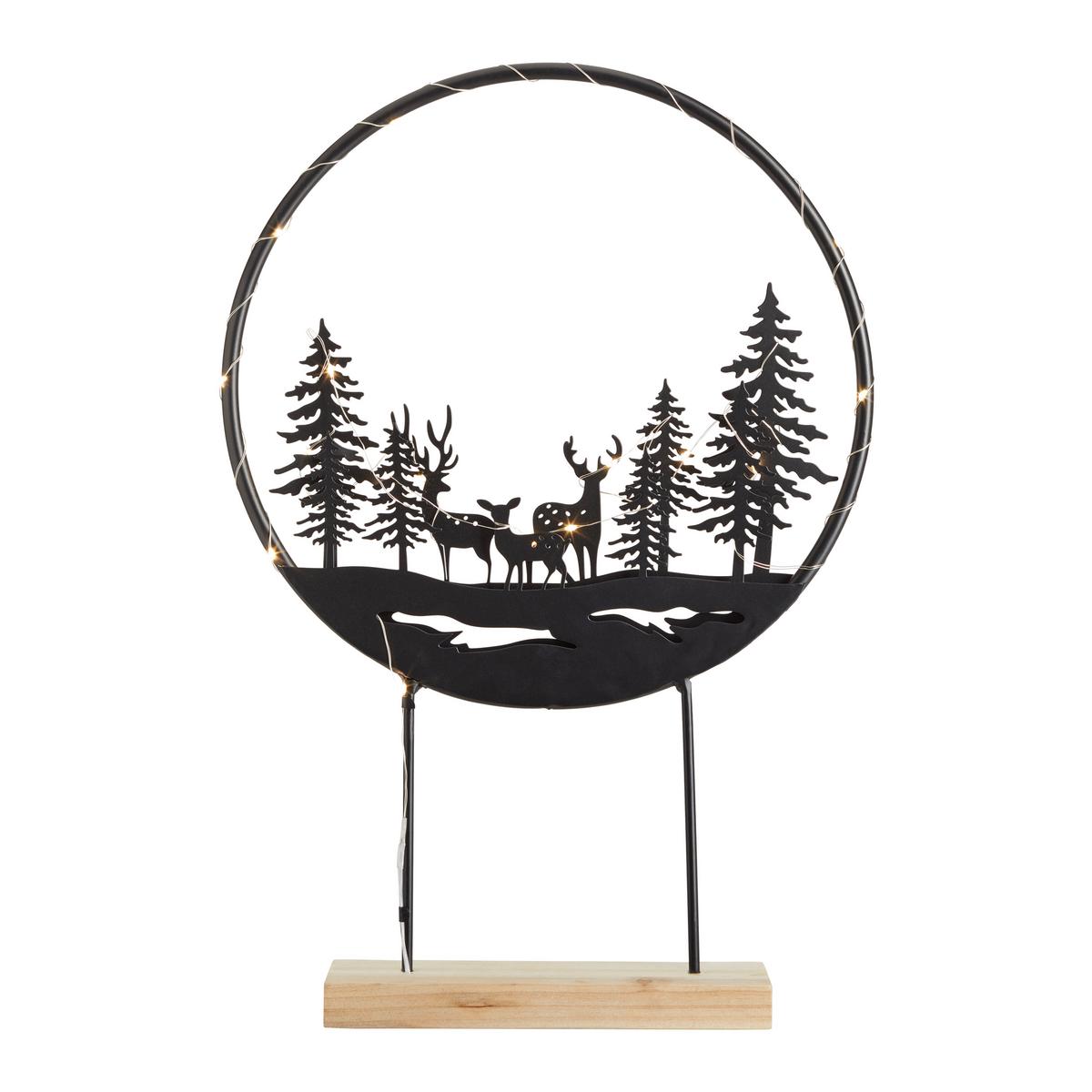 LED-Dekoleuchte Hilda Braun/Schwarz - Schwarz/Braun, Modern, Holz/Metall (30/44/6cm) - Modern Living