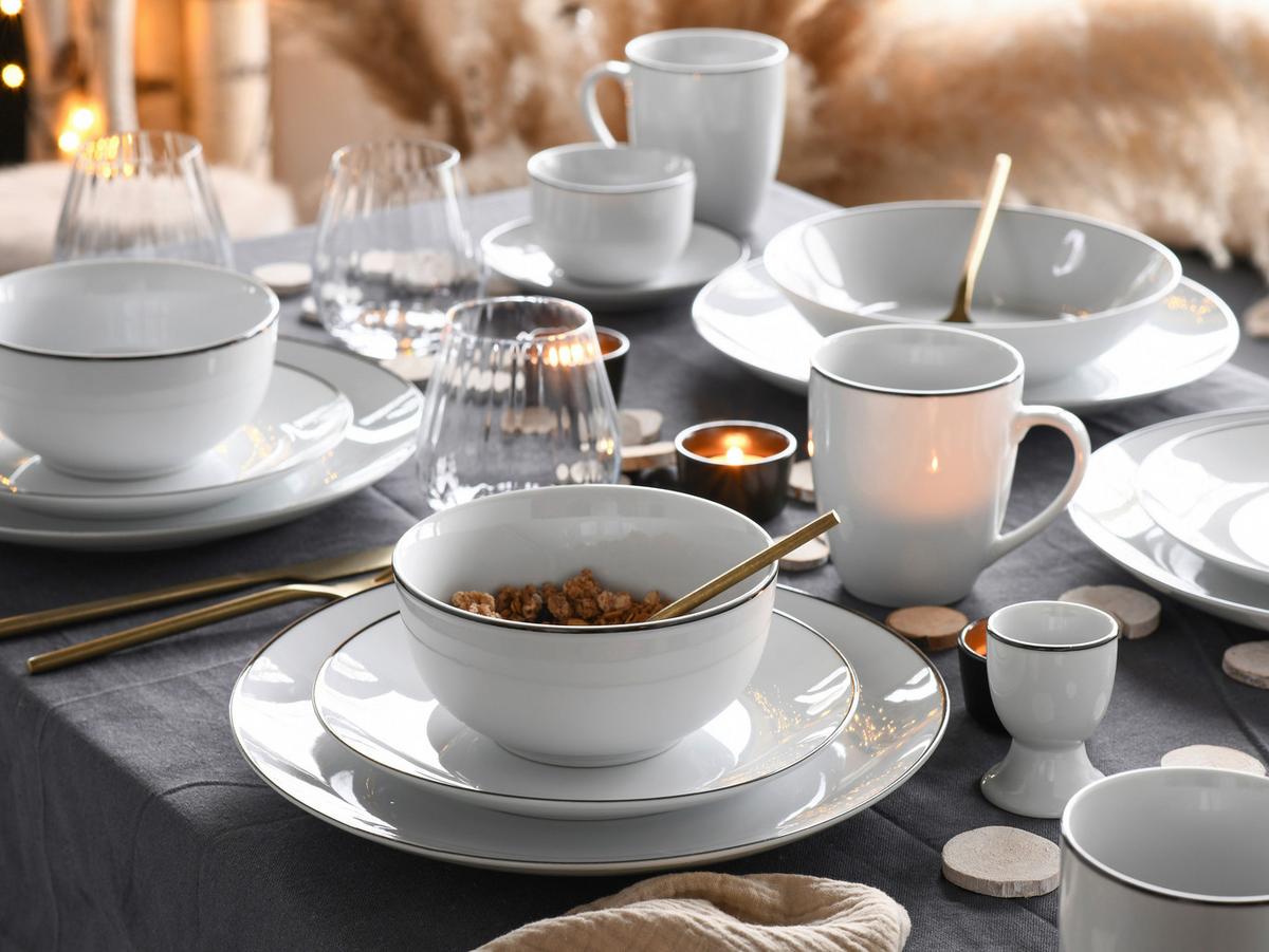 Jedilni Servis Luna Black Line, 18-Delni - črna/bela, Basics, keramika - Creatable