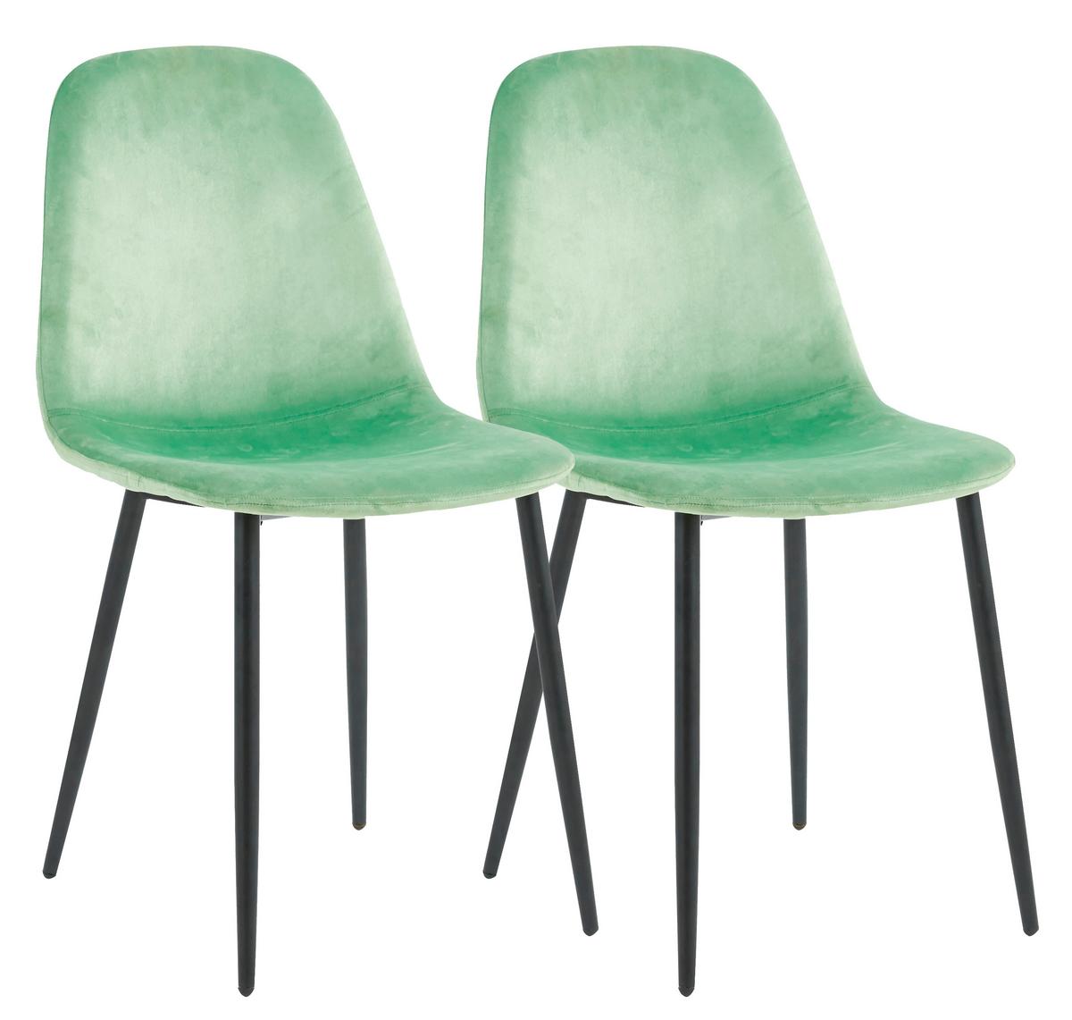SET DE CHAISES FIOLO - noir/vert menthe, Design, textile/métal (41/84/44cm) - MID.YOU