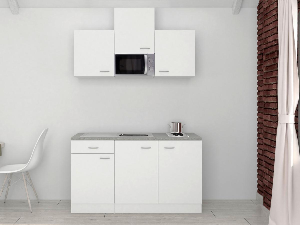 Majhna Kuhinja Wito, Bela - barve nerjavečega jekla/bela, Moderno, umetna masa/leseni material (150cm) - FlexWell