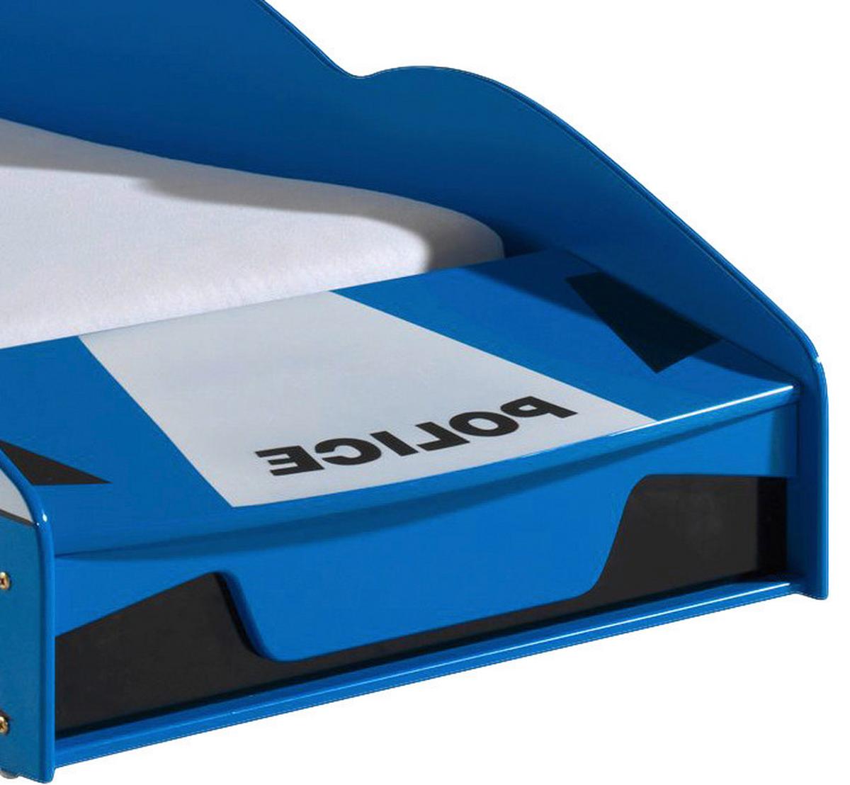 Autobett Police Car 70x140 Blau mit Bettkasten - Blau, MODERN, Holzwerkstoff (70/140cm) - Vipack