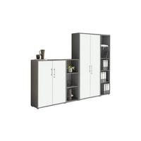 AKTENSCHRANK OFFICE EDITION - SW SET 4 - Anthrazit/Weiß, MODERN, Holzwerkstoff (128,5/185,6/33cm) - MID.YOU