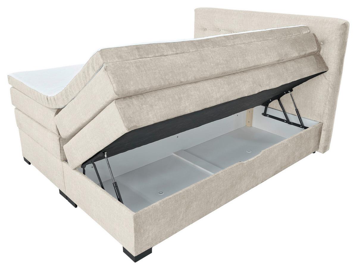 Boxspringbett Madeira in Creme ca. 200x200cm - Creme, KONVENTIONELL, Textil (200/200cm) - Premium Living