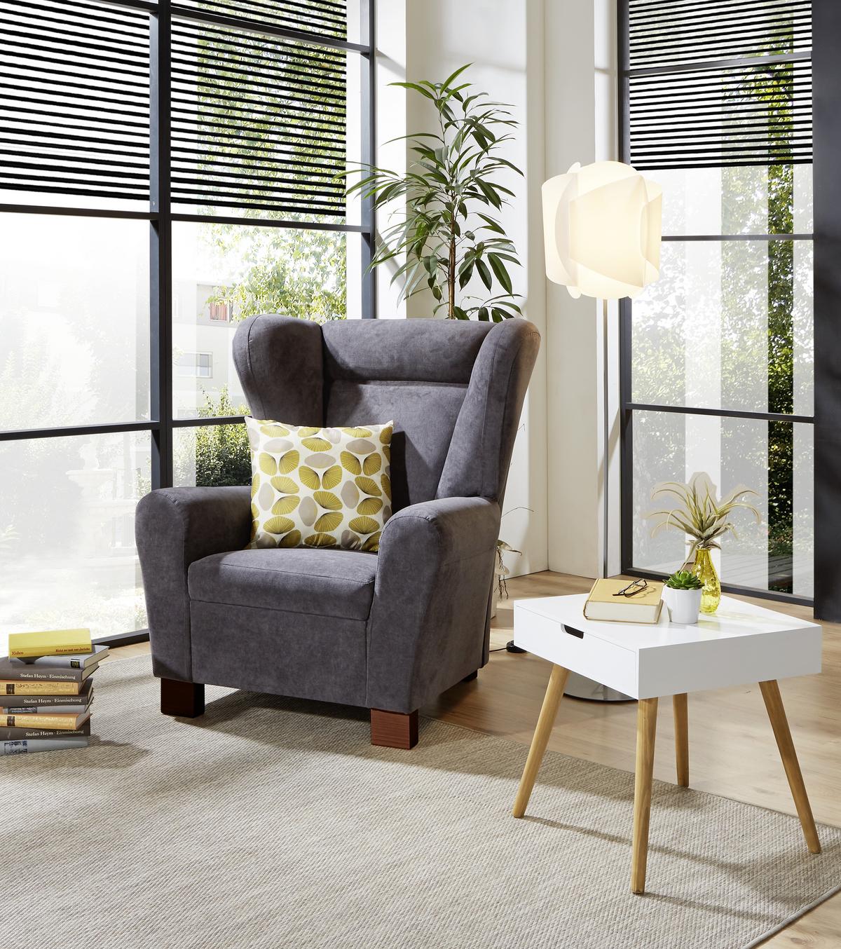 Fotelja Chandler - smeđa/antracit, Design, tekstil/drvo (95/109/97cm) - Mömax