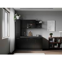 Küchenblock Oliver m. Geräten Schwarz - Schwarz/Grau, Trend, Holzwerkstoff/Metall (175cm) - Respekta
