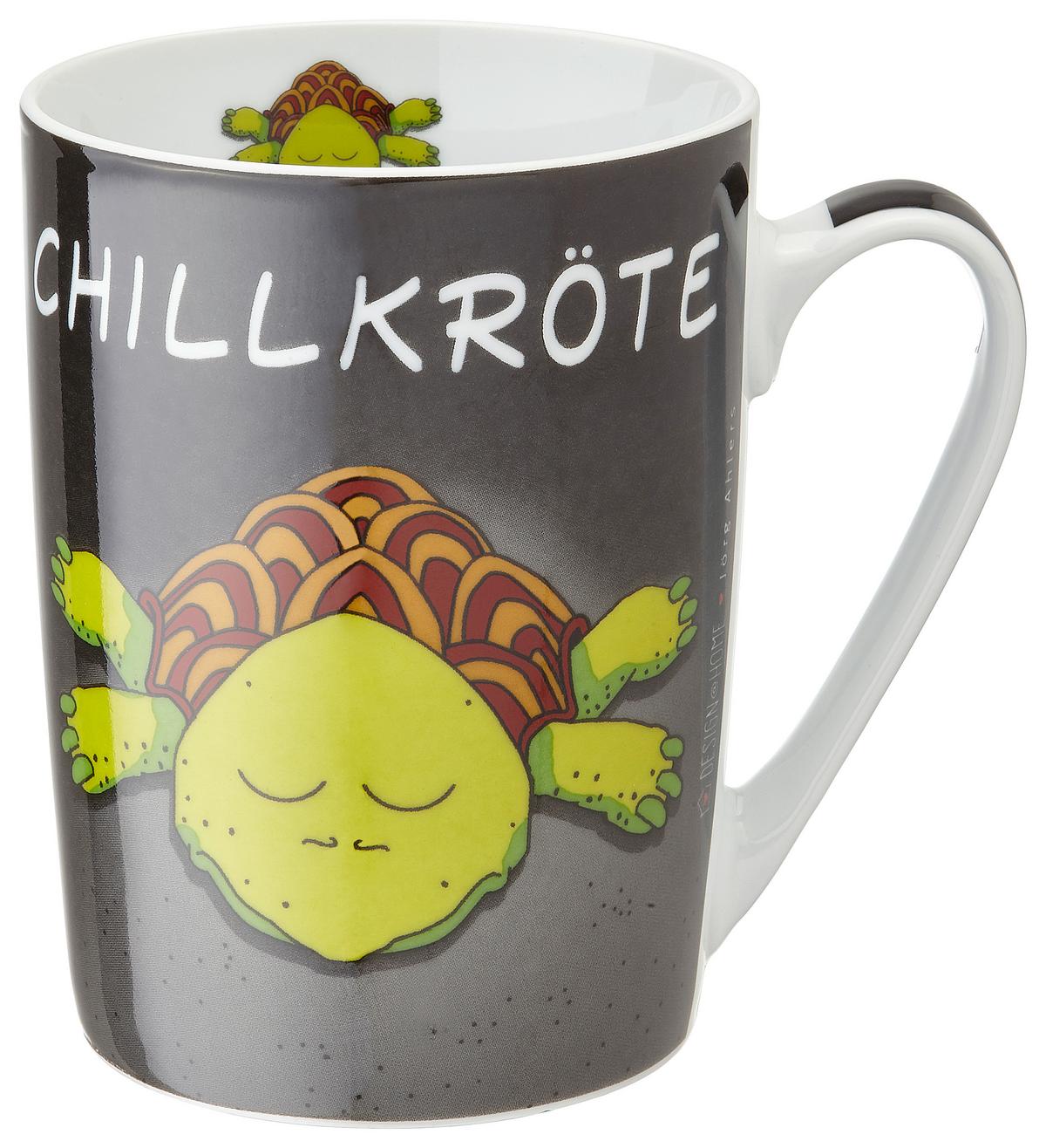 KAFFEEBECHER CHILLKRÖTE - Schwarz/Grün, Konventionell, Keramik (7,5/10cm)