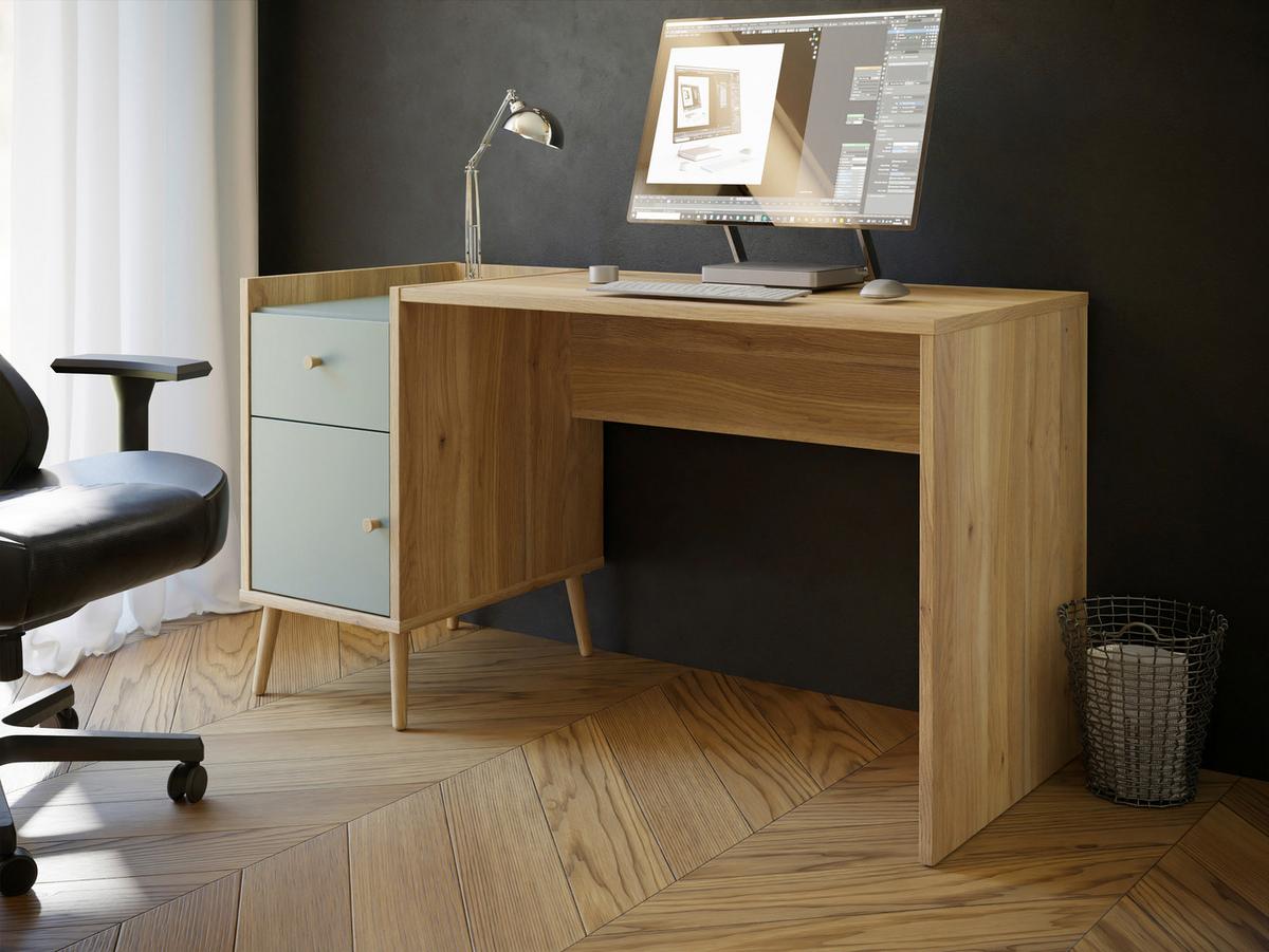 Mladinska Pisalna Miza Whenua, Barva Hrasta, Zelena - barve hrasta/žajbljevo zelena, Moderno, kovina/leseni material (139,6/77,3/60cm) - Mömax