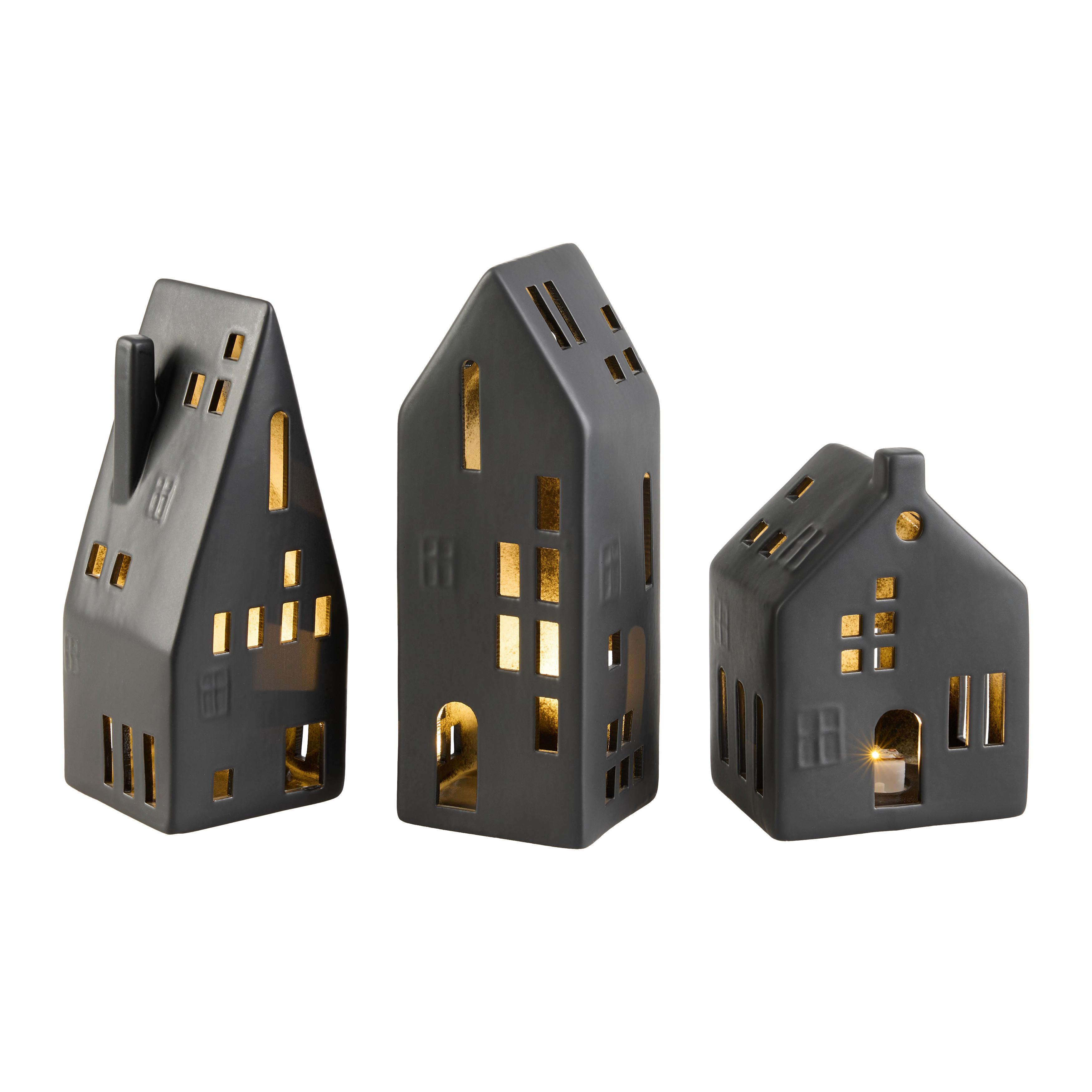 Dekohaus Luna Schwarz - Schwarz, KONVENTIONELL, Keramik (7,8/20,7/7,8cm) - Mömax