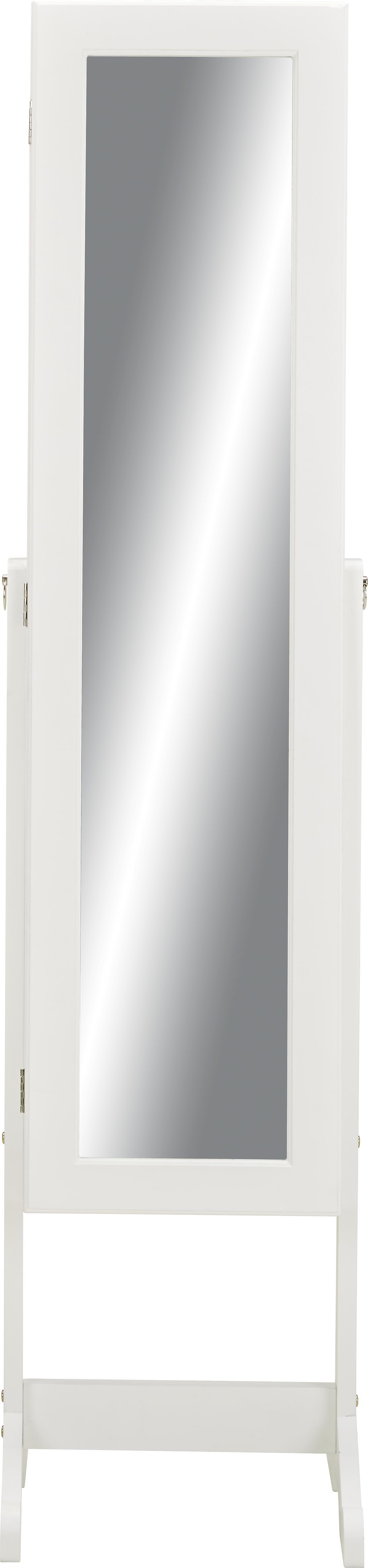 Schmuckschrank in Weiß mit Spiegel - Weiß, MODERN, Glas/Holz (34/145/38cm) - Modern Living