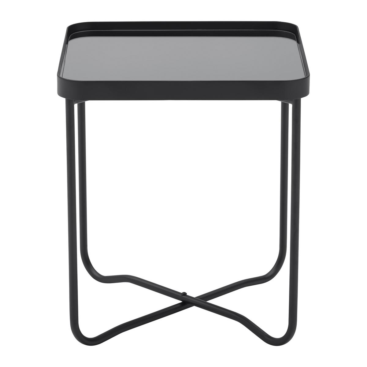 Masă auxiliară NOBILE - negru, Modern, sticlă/metal (37/42/37cm) - Premium Living