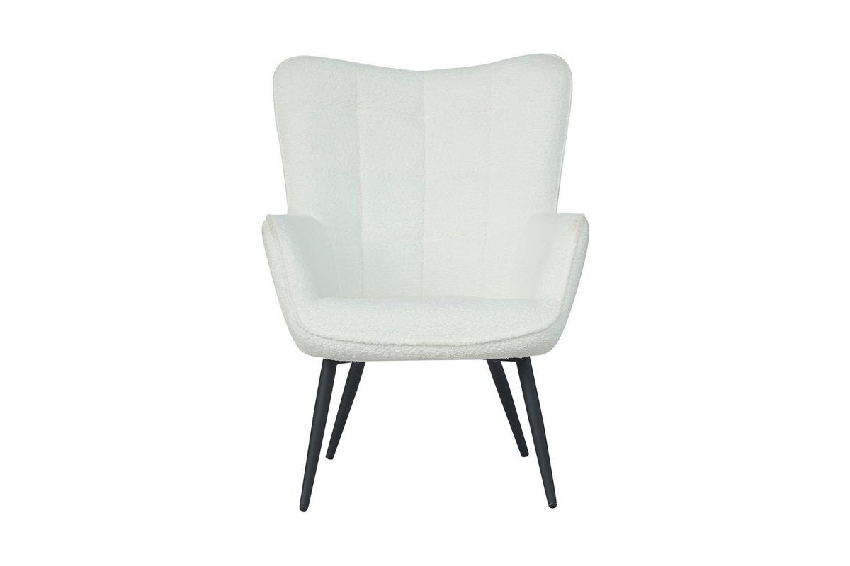 Sessel Uta Elfenbein Bouclé - Elfenbein/Schwarz, Basics, Textil/Metall (72/97/80cm) - MID.YOU