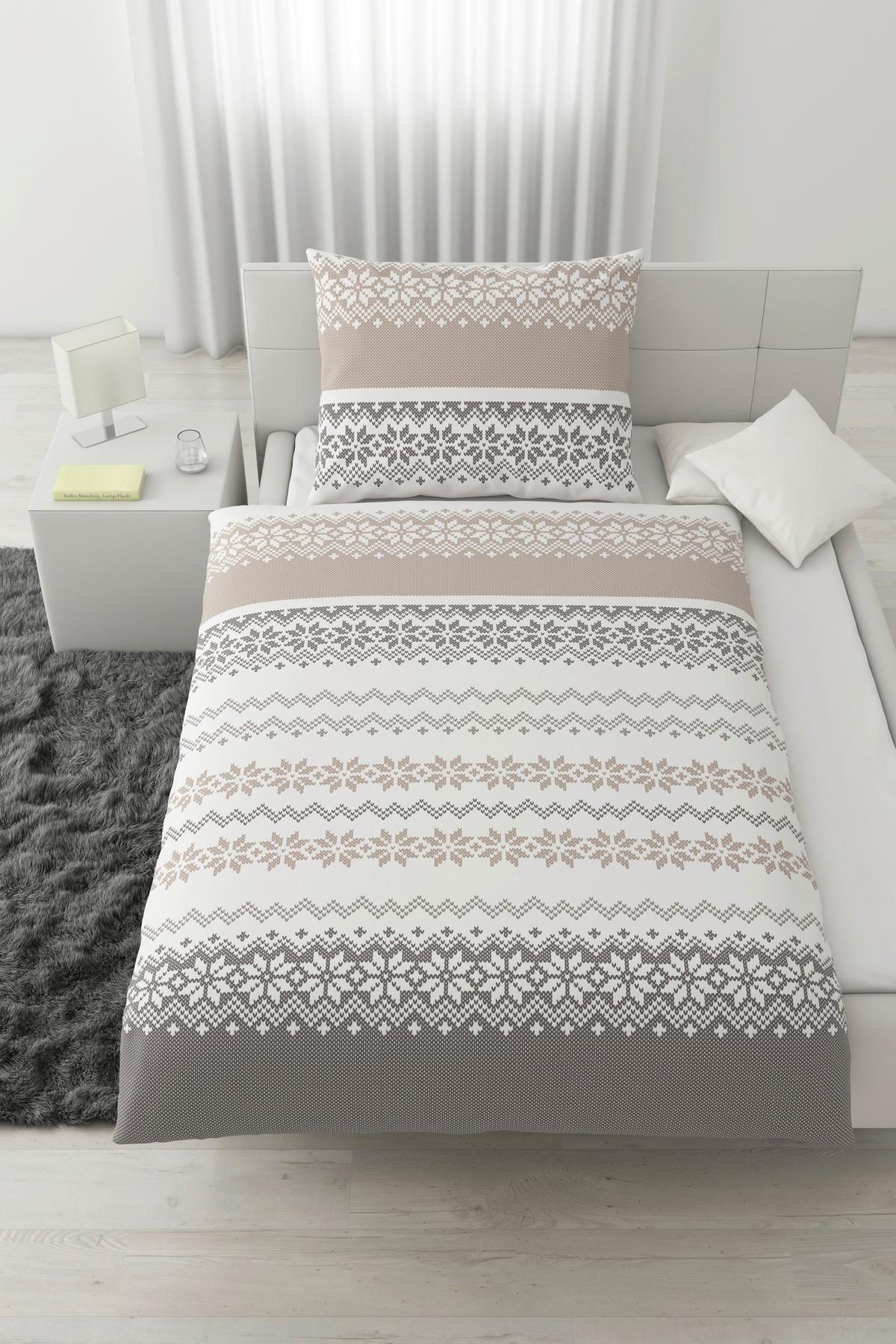 Bettwäsche Snow Rose Grau/Weiß/Beige ca. 140x200cm - Beige/Weiß, Textil (140/200cm) - Mömax