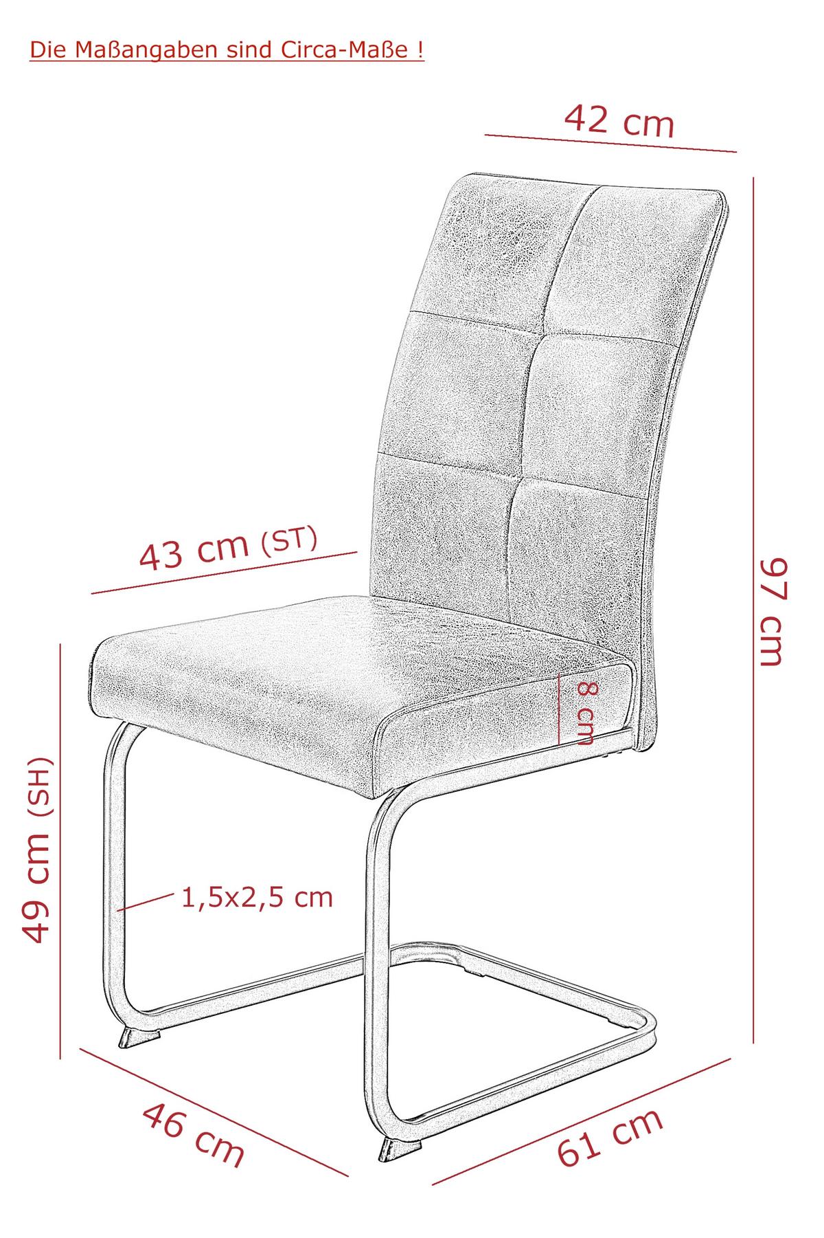 SCHWINGSTUHL-SET MALTA I S 4ER-SET - Anthrazit/Schwarz, MODERN, Textil/Metall (46/97/61cm) - P & B