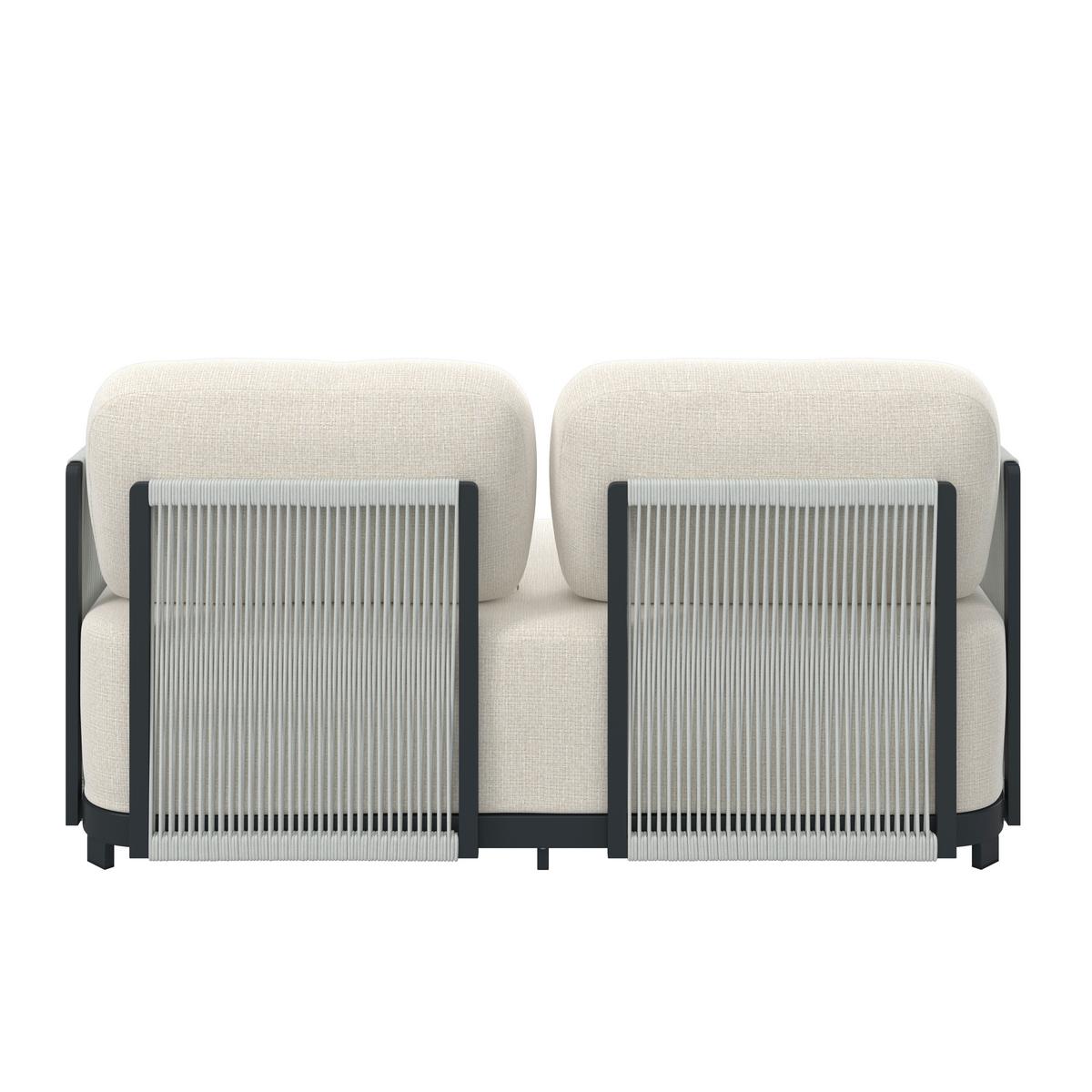 Loungegarnitur Coralie Creme Metall/Outdoorstoff +Abdeckung - Anthrazit/Creme, MODERN, Textil/Stein (155/62cm) - Bessagi Garden