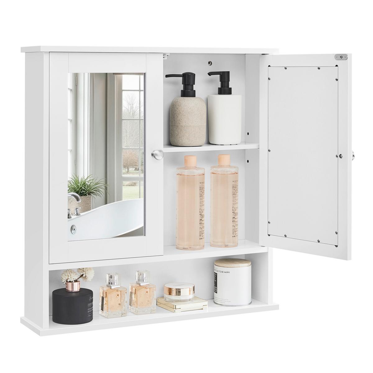 Spiegelschrank in Weiß ca. 56,2x58,5x13 cm - Silberfarben/Weiß, Trend, Glas/Holzwerkstoff (56,2/58,5/13cm) - MID.YOU