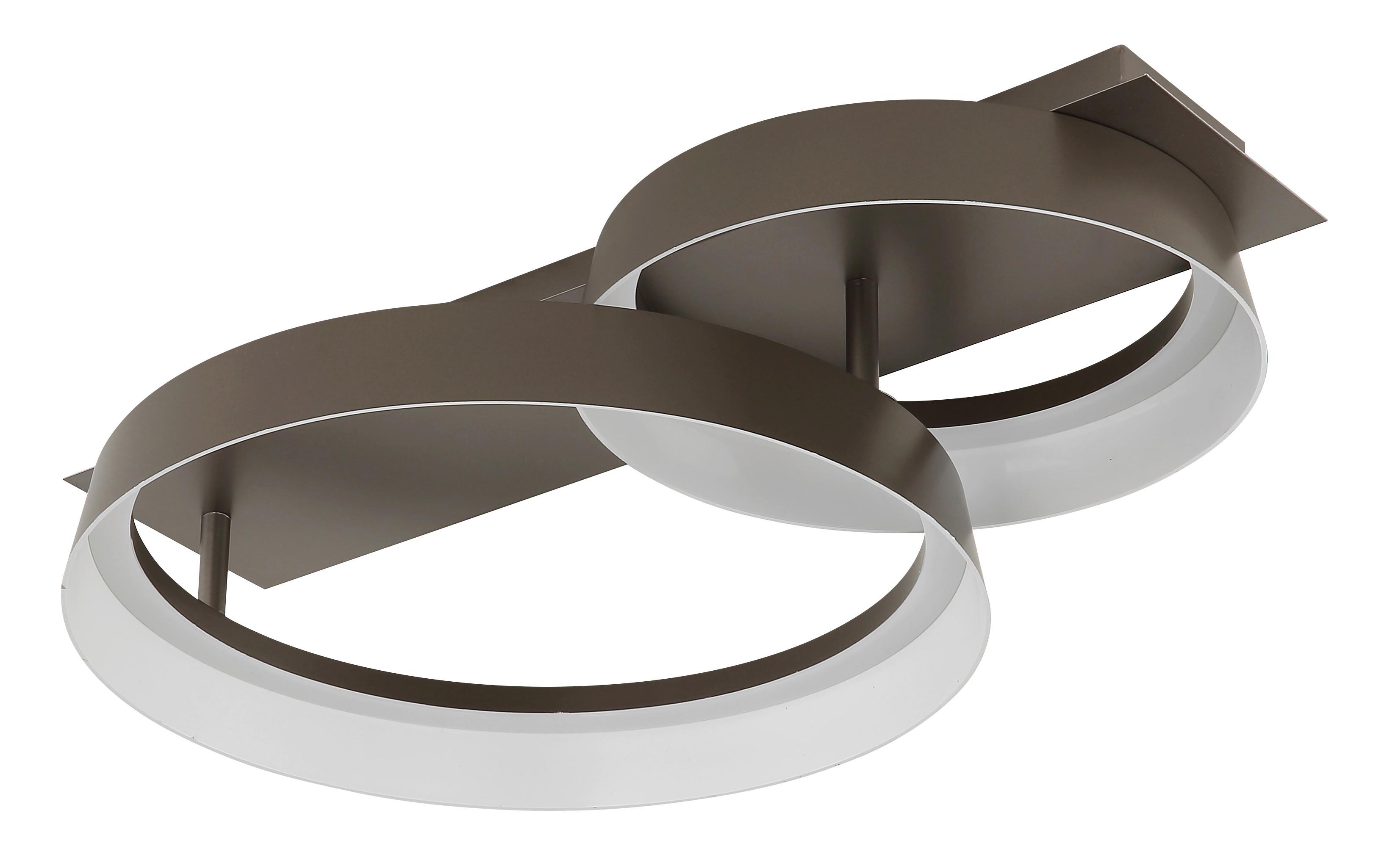 Led Stropna Svjetiljka Syrakus - smeđa/opalna, Design, metal/plastika (50/35/12cm) - Globo
