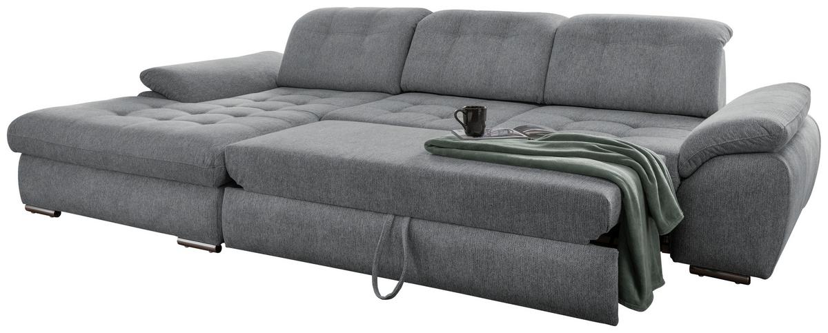 Ecksofa Rigatti mit Bettkasten ca. 184x314 cm Silberfarben - Chromfarben/Anthrazit, MODERN, Textil/Metall (184/314cm) - Livetastic