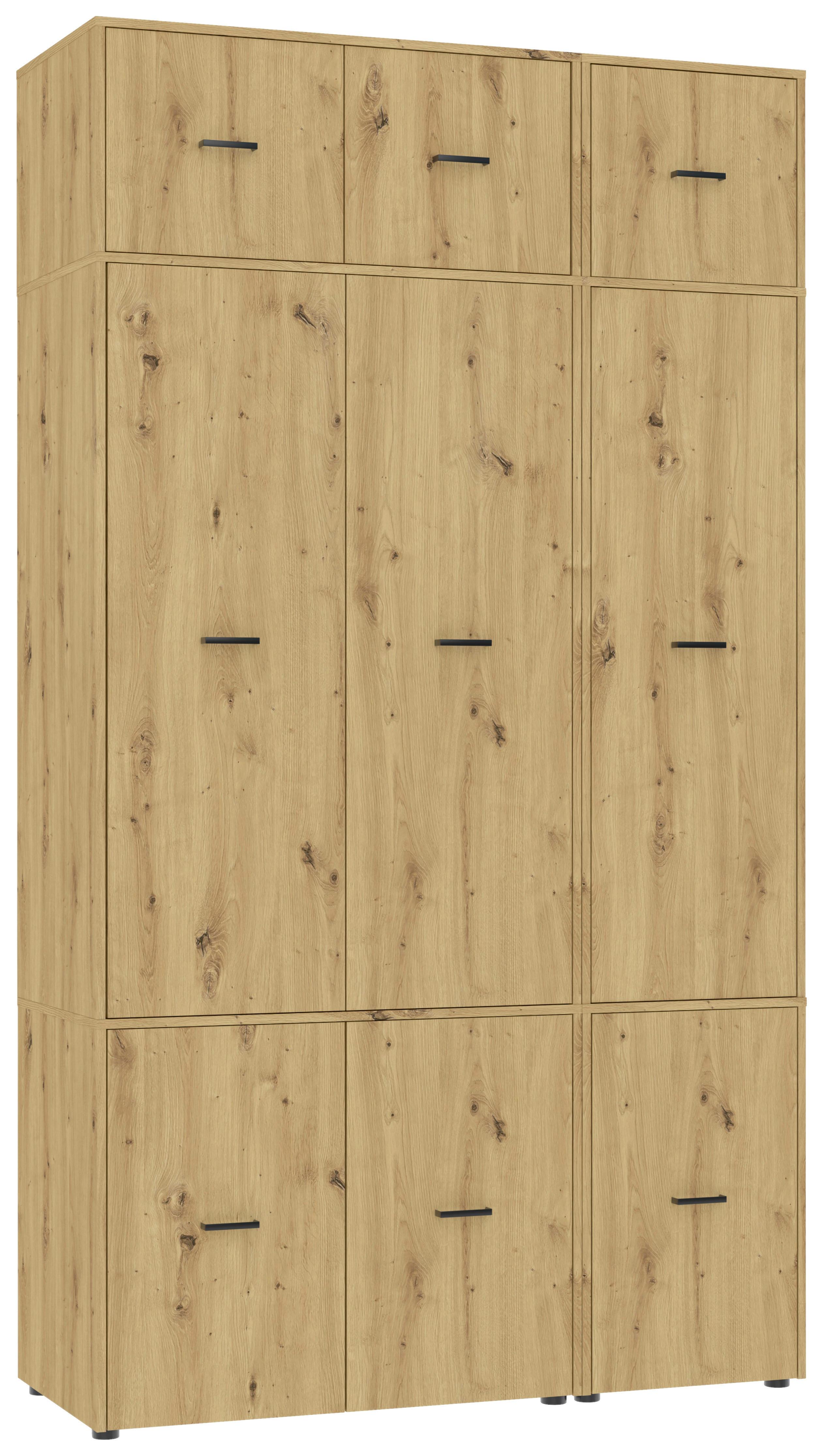 Kleiderschrank Kivo Eiche Artisan - Schwarz/Eiche Artisan, Basics, Holzwerkstoff/Kunststoff (135/239,40/52,1cm) - Based