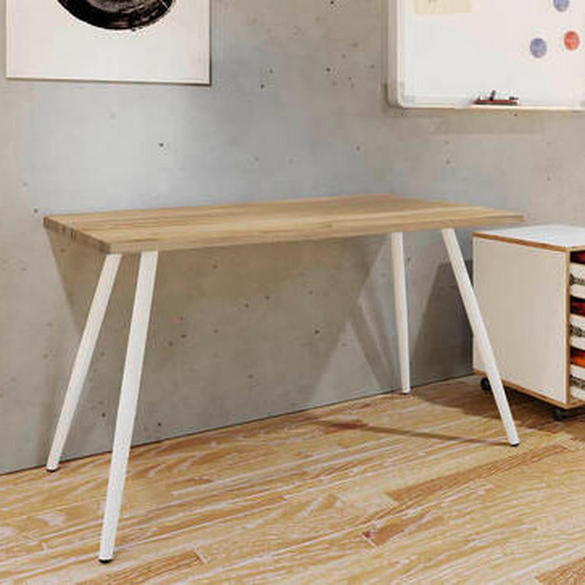 SCHREIBTISCH SALIA - Honigeiche/Weiss, Modern, Holzwerkstoff/Metall (80/50/70cm) - MID.YOU