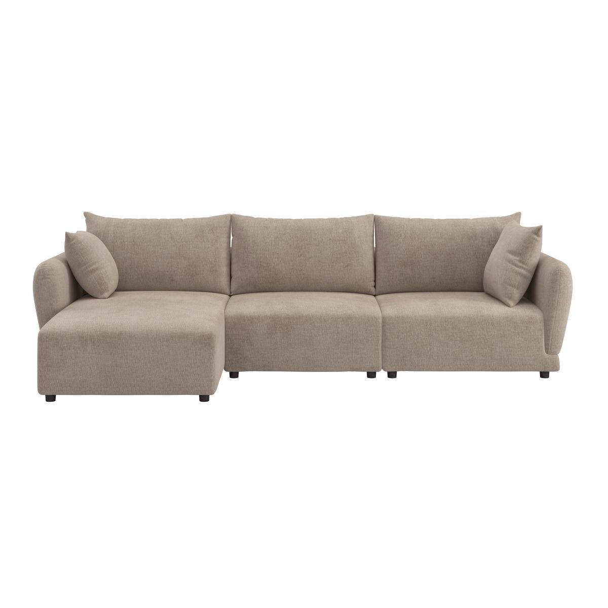 Wohnlandschaft Nicole Greige Chenille - Greige/Schwarz, MODERN, Holz/Kunststoff (162/87/306cm) - Bessagi Home