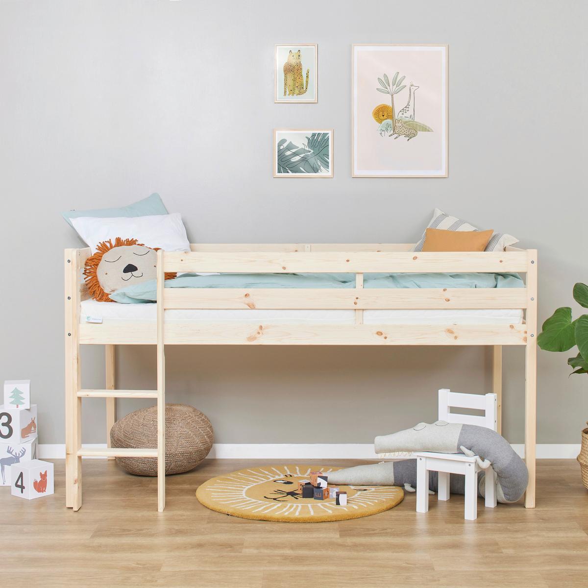 Hochbett ECO COMFORT Kieferfarben ca. 90x200 cm - Naturfarben/Kieferfarben, MODERN, Holz (90/200cm) - MID.YOU
