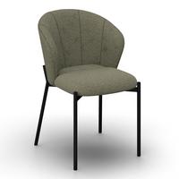 Stuhl Zoey Grün Chenille Gepolstert - Schwarz/Grün, MODERN, Holz/Textil (48/79/61cm) - Bessagi Home