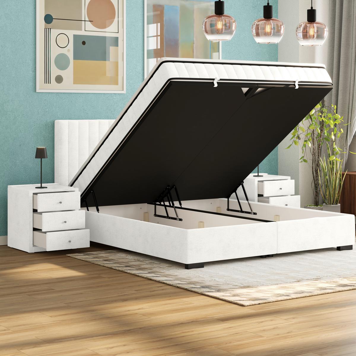 Box Krevet Maya C - crna/krem, Moderno, drvni materijal/drvo (160/200cm) - Modern Living
