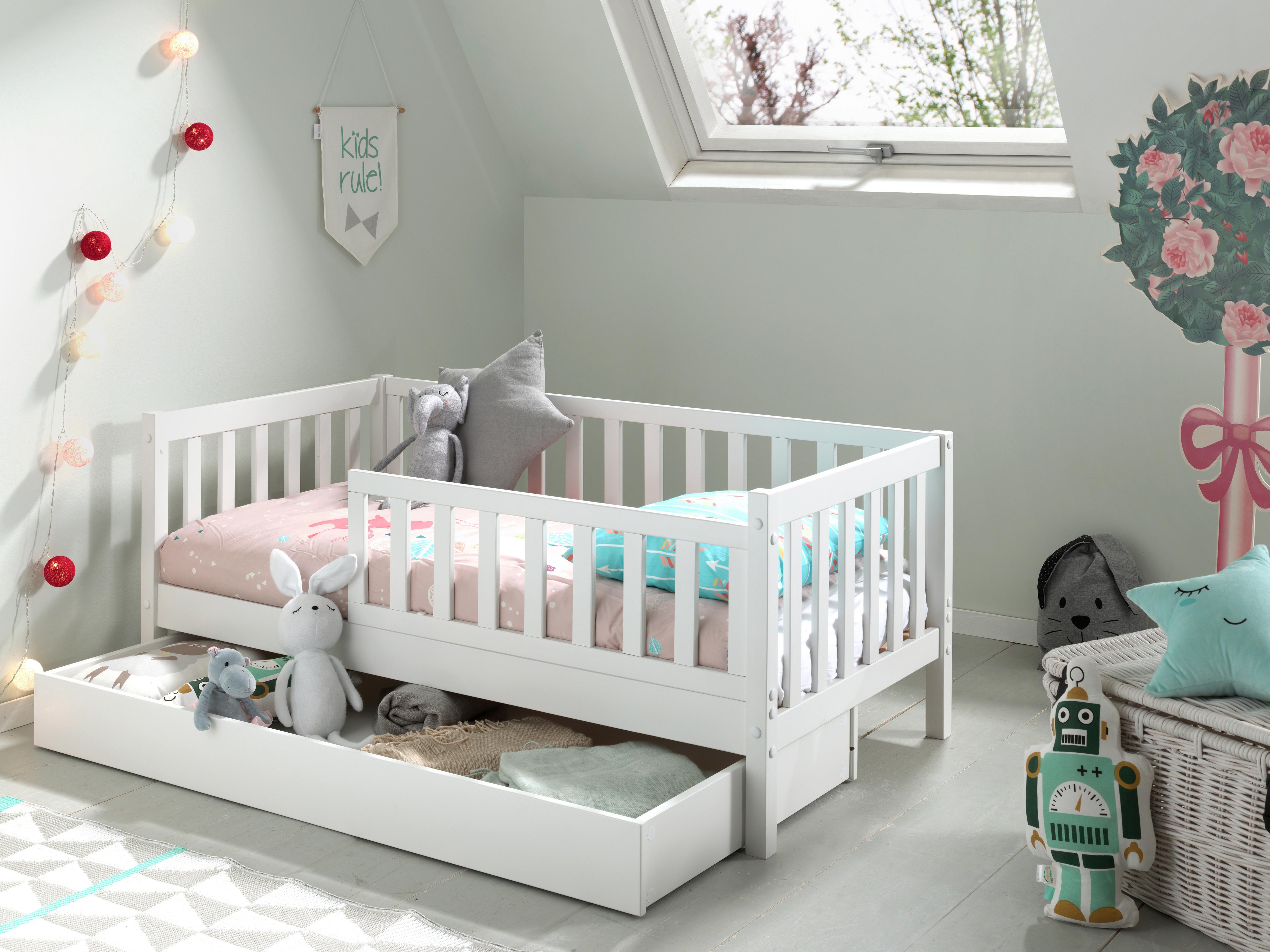 Kinder-/Juniorbett 70x140 cm, weiß - Naturfarben/Weiß, MODERN, Holz (70/140cm) - MID.YOU