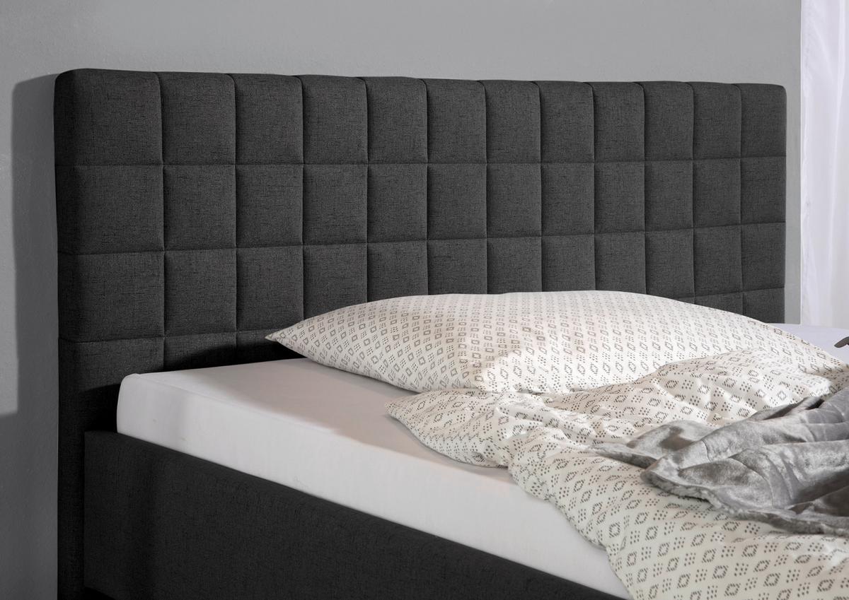 Polsterbett Ray Anthrazit Webstoff ca. 100x200 cm - Anthrazit/Alufarben, MODERN, Textil/Metall (100/200cm) - Livetastic