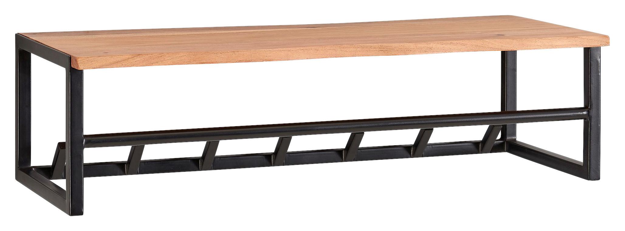 Wandgarderobe ca. 80x22x33 cm Akazie Echtholz - Schwarz/Akaziefarben, MODERN, Holz/Metall (80cm) - MID.YOU
